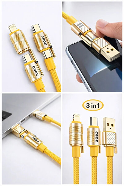 shopwave BRK 4in1 Hızlı Şarj Ve Data Kablosu Type-c / Lightning / Micro Usb P...