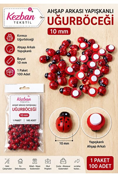 Kezban Tekstil Κόκκινη Ξύλινη Πασχαλίτσα 10 χιλ. - 1 Συσκευασία 100 τεμάχια