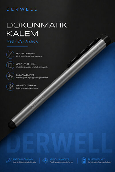 Derwell Evrensel Dokunmatik Tablet Kalemi iPad iOS Android Telefon Uyumlu Akı...