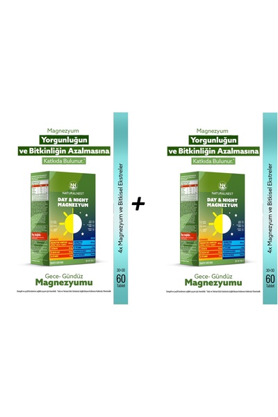 Naturalnest Natural Nest Day Night Magnesium 60 Tablets 2 Pieces