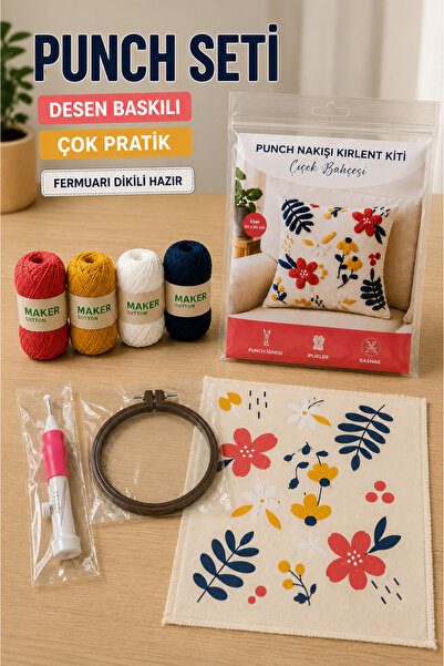 Hello Craft Punch Seti, Desen Baskılı Kırlent Nakış Kiti, Başlangıç Seviyesi ...