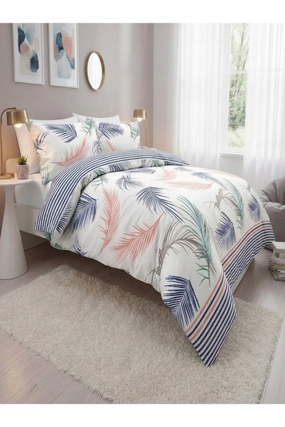 CAQQA Botanica 4-Piece Premium Double Duvet Cover Set with Pillowcases |   Elasticized Sheet