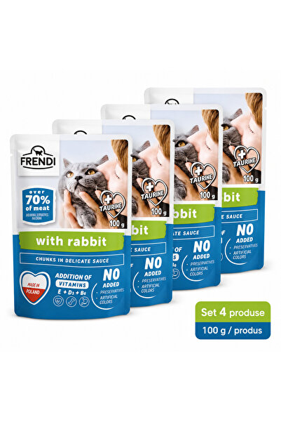 FRENDİ Cat cu Iepure, hrana umeda pentru pisici, Set 4 plicuri, 4 x 100 g