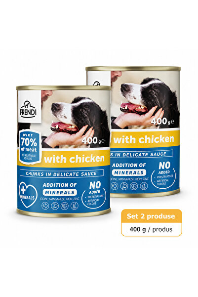 FRENDİ Dog cu Pui, hrana umeda pentru caini, Set 2 conserve, 2 x 400 g