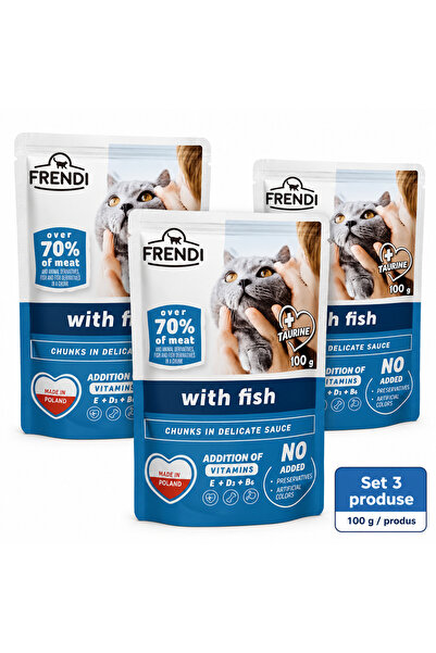 FRENDİ Cat cu Peste, hrana umeda pentru pisici, Set 3 plicuri, 3 x 100 g