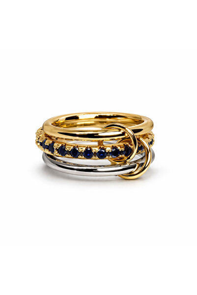 PerleJewelry Midnight Sapphire Silver Gold Yüzük