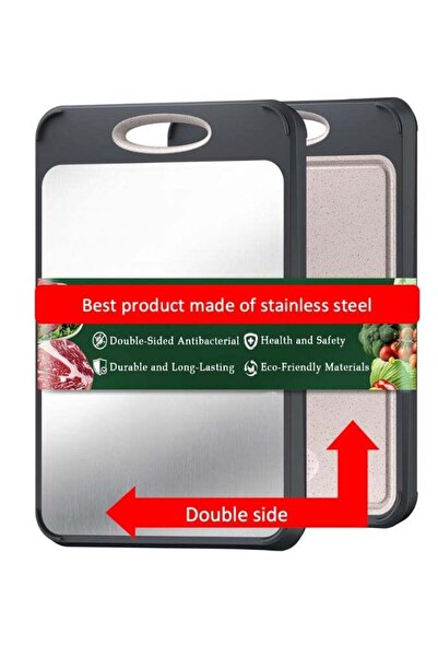 Generic Double-Sided Cutting Board 16”×11” – Stainless Steel Side & Food-Grad...