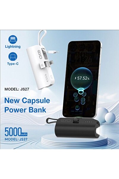 Yallabena EYD JS27 3‑in‑1 Portable Mobile Power – 5000mAh Fast Charging (White)