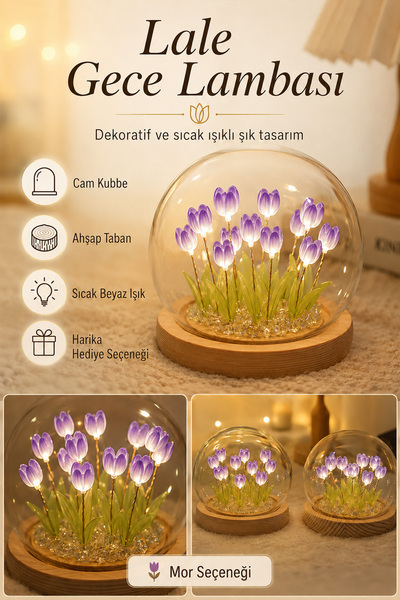 Neovista DIY Lale Gece Lambası Tasarımlı Kendin Yap Dekoratif Çiçek Lamba Seti
