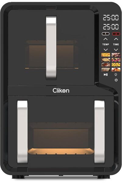 CLIKON Digital AirChef DUO Air Fryer, Dual Zone, 12 Liters with two baskets (...