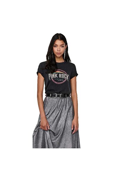 ONLY Tricou de Damă din Bumbac cu Imprimeu Vintage Pink Rock, Antracit, Mărim...