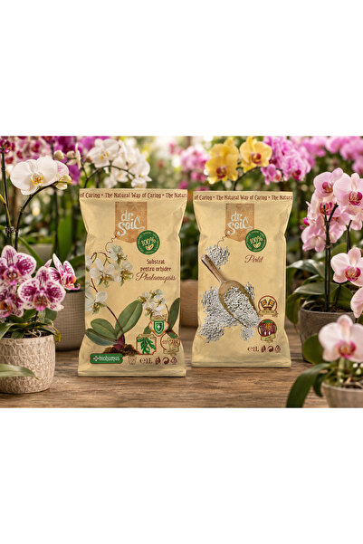 Dr Soil Set 1+1, Substrat Dr.Soil pentru orhidee Phalaenopsis 1L + Perlit hor...