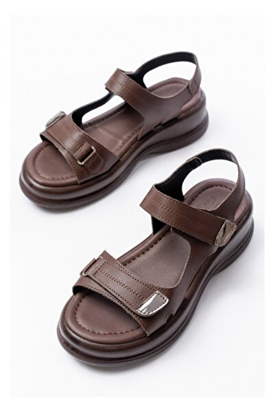 BellAyakkabı Bellamor Women's Orthopedic Sole Velcro Leather Sandals