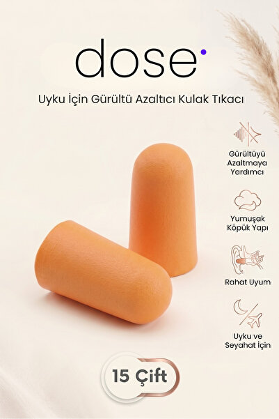 Dose Day Gürültü Azaltıcı Kulak Tıkacı 15 Çift Turuncu Rahat Uyumlu Köpük Kul...
