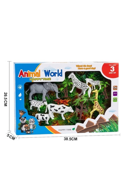 iTajir لعبة مجموعة مجسمات حيوانات الغابة والمزرعة Animal World مع أشجار بيئية...