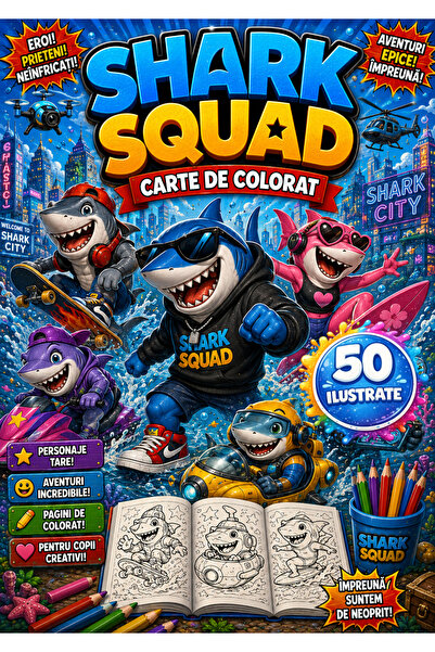 Disney SHARK SQUAD CARTE DE COLORAT 50 ILUSTRATE A4