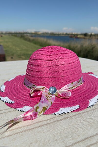 Mollycrush Summer Gift Girl's Straw Pink Hat |   Sun Protection Beach Hat