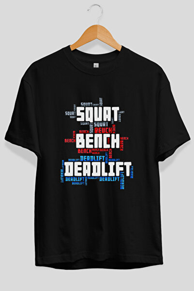 Ankhises Μπλουζάκι Squat Bench Deadlift 4 Oversize με στάμπα μπροστά, μαύρο, ...
