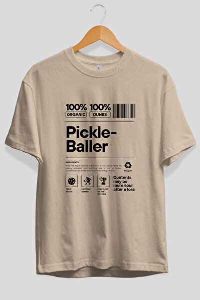 Ankhises Pickleballer Oversize Front Printed Beige T-Shirt 100% Cotton Street...