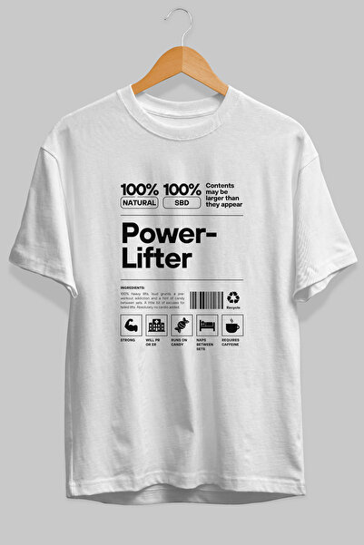 Ankhises Μπλουζάκι Powerlifter Oversize με στάμπα μπροστά, λευκό, 100% βαμβάκ...