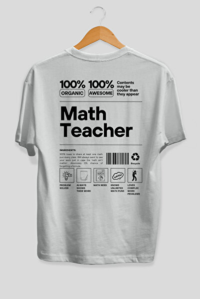 Ankhises Μπλουζάκι Math Teacher Oversize με στάμπα στην πλάτη, λευκό, 100% βα...