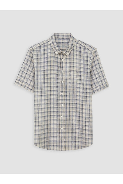 LC Waikiki Rmz Gi̇yi̇m Farkiyla Standard Fit Checkered Embroidered Poplin Men...