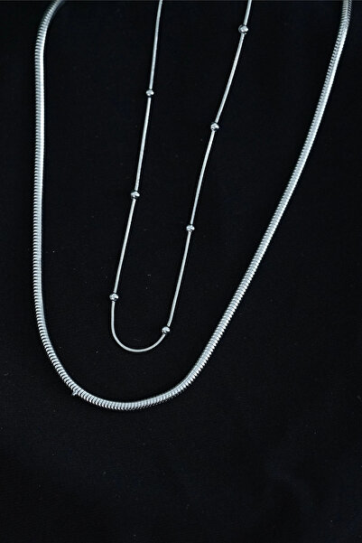 Generic Brand Stainless Steel Snake and Dorica Model Combination Necklace