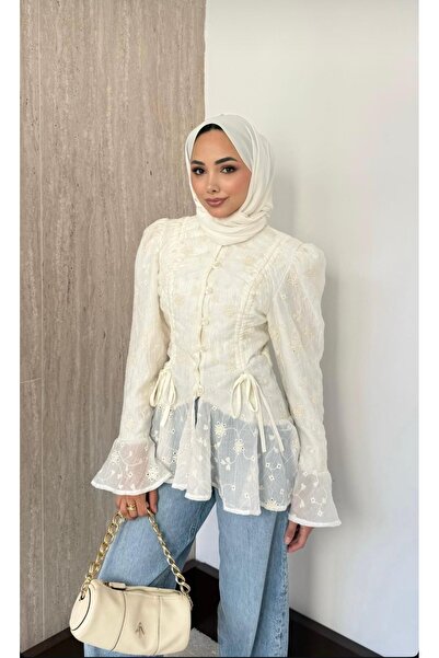 MODA S&S BZLİNE بلوزة من الدانتيل بتصميم عتيق على طراز الحكايات الخيالية