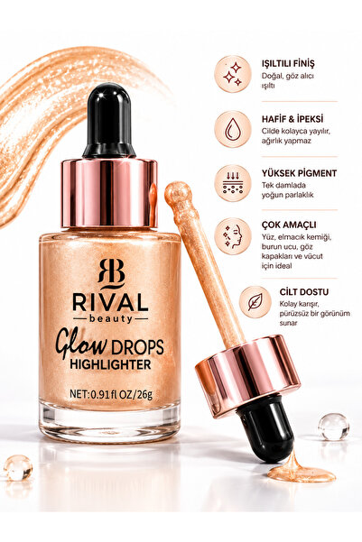 ROWENAROSE Emzikli Sıvı Hıghlıghter (Aydınlatıcı) Kahverengi