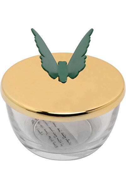 Solitaire Butterfly-shaped Storage Bowls Set with Lid, Green/Gold/Transparent...