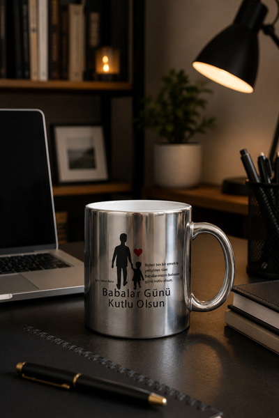 çokaş Father's Day Printed Silver Mug Cup-2