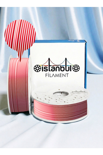İSTANBUL FİLAMENT 3D Baskı PLA Filament AY YILDIZ Kırmızı Beyaz Çift Renk 1 K...