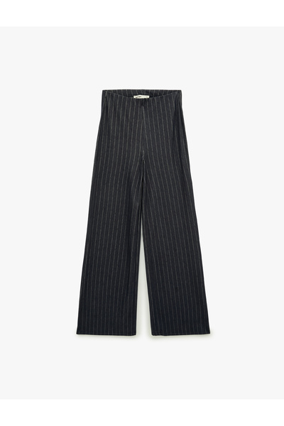Koton High Waist Striped Wide Leg Pants with Pockets