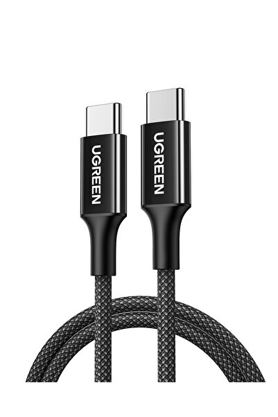 Ugreen USB-C 60W 3A QC PD Örgülü Hızlı Şarj Kablosu, 1 Metre, Siyah, 35219