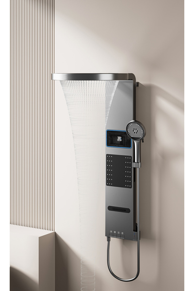 AGS Coloana de dus smart AGS, Silver Torrent, Afisaj digital temperatura si l...
