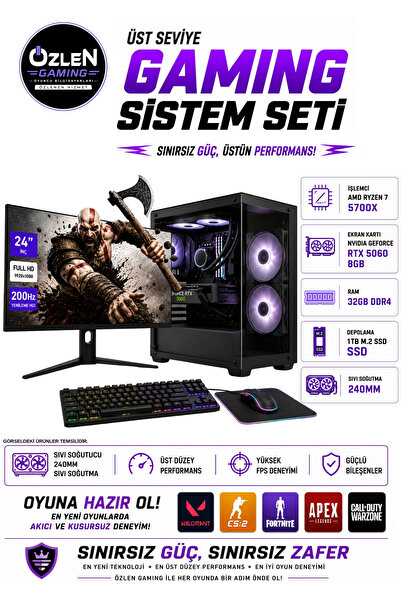ÖZLEN XL2 RYZEN 7 5700X RTX 5060 8GB 32GB RAM 1TB M.2 SSD 24'' Full HD 200Hz ...