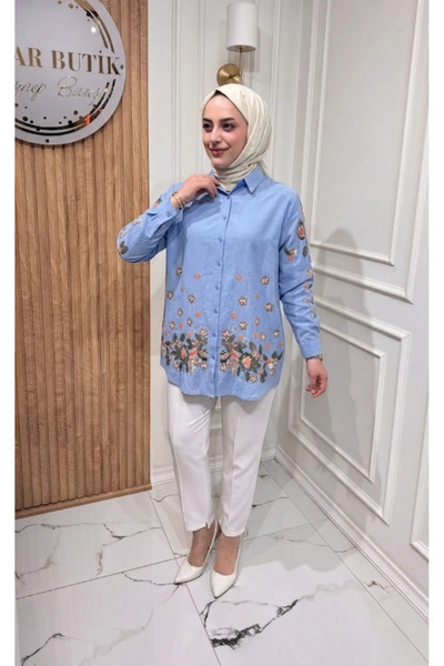 Mia İşlemeli Damla Gömlek