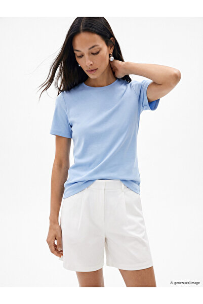 LC Waikiki Blue Cotton Women's T-Shirt