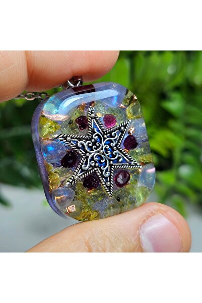 Singincraft North Star - Processed Patterned Orgonite Necklace - Stainless St...