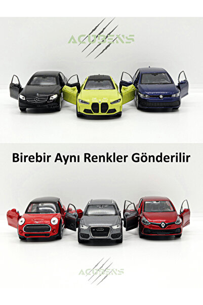 Acubens Diecast Metal Model Çek Bırak Oyuncak Arabalar (BMW M4, Mercedes, Renault, Audi, MINI, Volkswagen Golf 8 GTI)