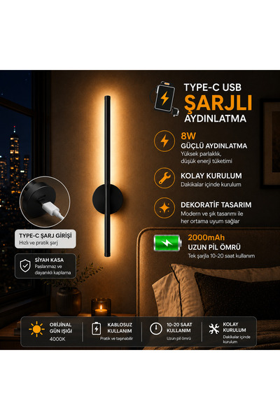 neeko Leiva 75CM / USB Sarjlı /Resim / Tablo / Ayna / Duvar / Ledli Aplik ORJ...