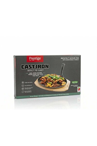 Prestige Pre-Seasoned Cast Iron Sizzler Pan 26cm | Sizzling Steak Plate with ...