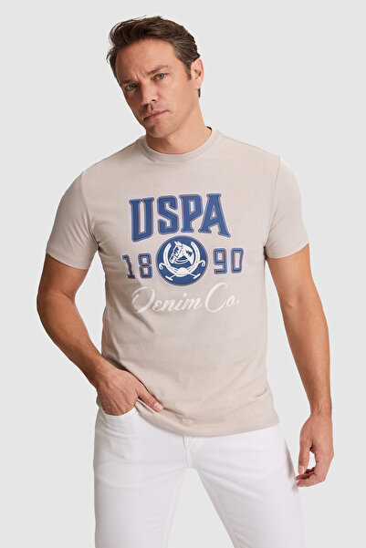 U.S. Polo Assn. Erkek Taş Regular Fit Bisiklet Yaka Tişört 50327174-VR049