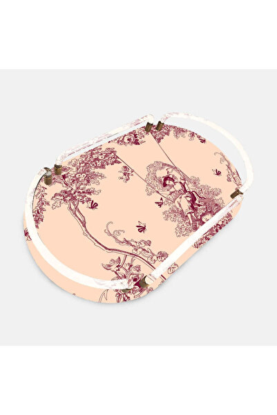 VİTELLİ Timeless Collection Pembe Oval Akrilik Tepsi Sunum Tepsisi - 40x23 cm