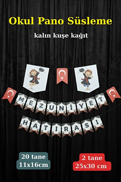 DECORABUTİK Mezuniyet Okul Pano Afiş Süsleme Seti – Mezuniyet Hatırası Yazılı...