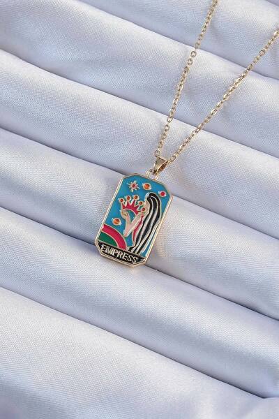 OGHAMAY 316L Steel Chain Gold Color Colorful Enamel Tarot Necklace with Crown...