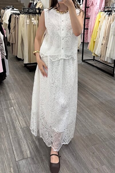 Suziş Lace Look Vest and Skirt Set 39402