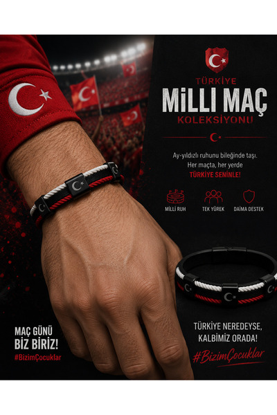 EL YAPIMI National Team Leather Fan Bracelet (Red-White)