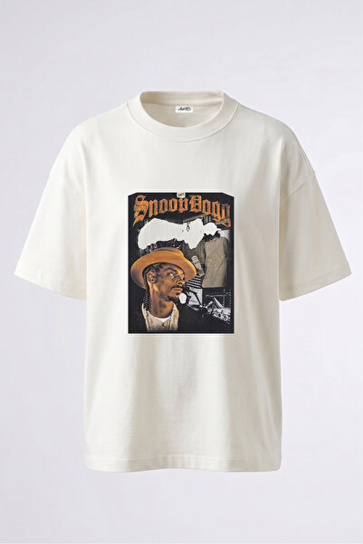 Anetos Snoop Doggy dizajn, pamučna bela oversize majica sa štampanim leđima