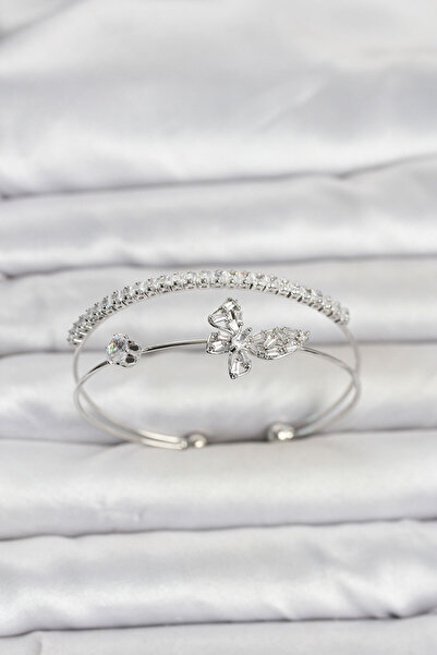 OGHAMAY Brass Silver Color Butterfly Model Women's Bracelet